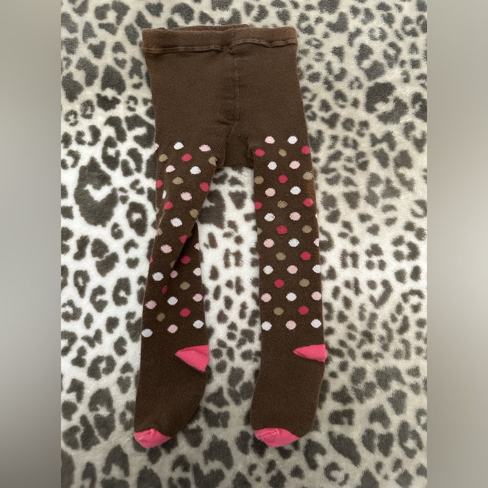 Old Navy Knit Tights Bundle Stripes Polka Dots in Brown Pink Size 12-24 months - Picture 3 of 17